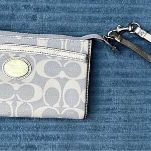 Coach Silver and Gray Signature Clutch Wallet